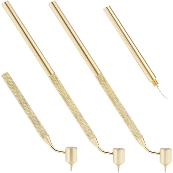 2Pcs Aluminum Slanting Fine Line Paint Pen Artists Student Sketch Drawing Tools Drawing Supplies Light Gold 20.3x2.3x0.8cm Hole: 9mm handmade