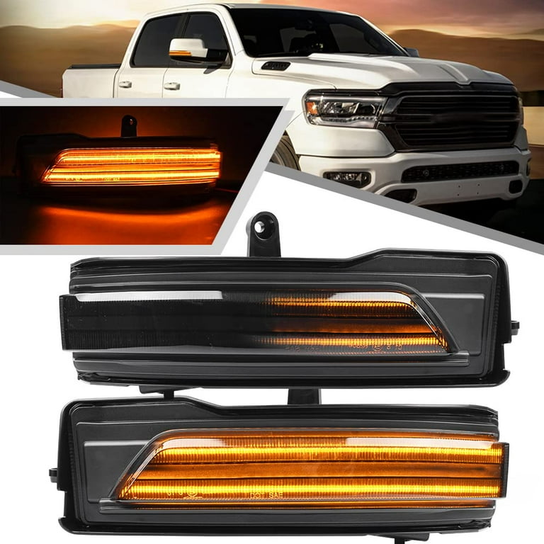 2Pcs Amber Sequential Blink Dynamic LED Side Mirror Marker Lights for Dodge  Ram 1500 2019-2022 Blinker Indicator Turn Signal Light Smoked Lens C11 -  Walmart.com