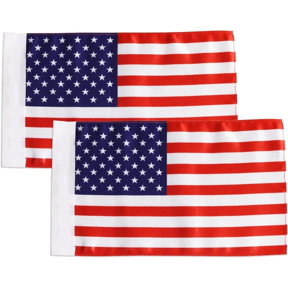 2Pcs American Flags Motorcycle Flag 6" X 10" for 3/8" Diameter round Pole Red Li