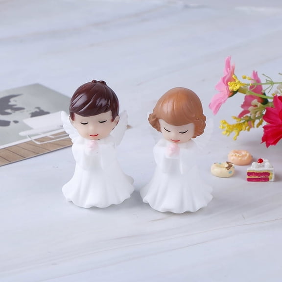 2Pcs Angels Figurines Miniature Well Sculpture Ornament Decoration For CakeT WL