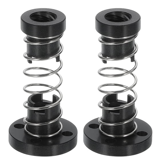 Uxcell 2Pcs Anti Backlash Spring Loaded Nut(2mm Pitch, 4 Start, 8mm, 3.5mm Holes) Black