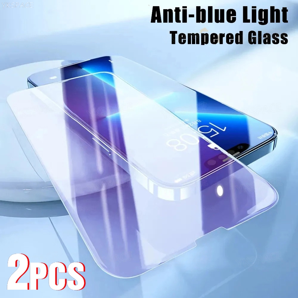 2Pcs Anti Blue Ray 9H Tempered Glass for iPhone X XS MAX XR 11 12 13
