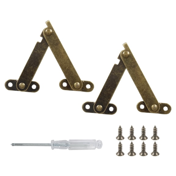 2Pcs Antique Bronze Folding Lid Support Hinges, Left Side Lift Up Stay Hinge for Furniture Cabinet Cupboard Wooden Boxes Jewelry Cases Display, 3.46" x 0.43" (Folded Length x Width)
