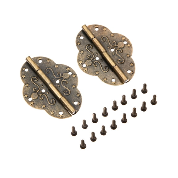 2Pcs Antique Cabinet Hinges for Jewelry Wooden Box Furniture Fittings Door Drawer Decorative Brass Small Hinge 69*53mm