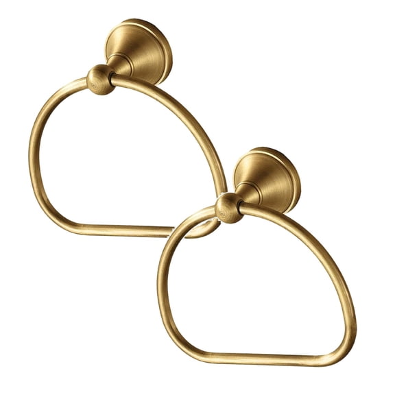 2Pcs Antique Copper Half Round Towel Ring Bathroom Hardware With Flared Design For Classic Bathroom Products
