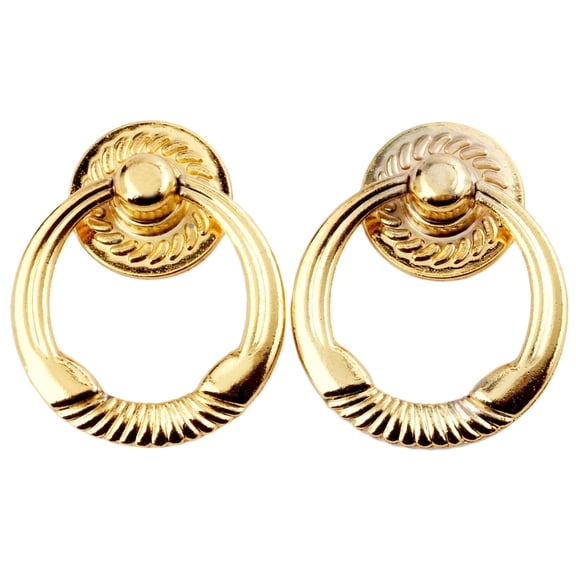 2Pcs Antique Gold Ring Knob Vintage Furniture Handle Door Cabinet Drawer ring Pull Furniture Hardware Single Hole