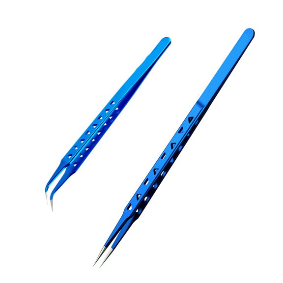 2Pcs Antislip Heavy Duty Electronic Phone Repair Tweezers Tool With Straight And Curved Tip For Secure Grip And Control