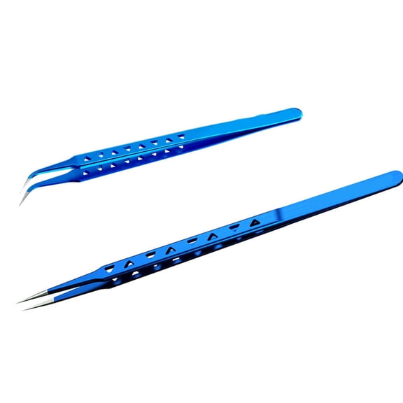 2Pcs Antislip Heavy Duty Electronic Phone Repair Tweezers Tool With Straight And Curved Tip For Secure Grip And Control