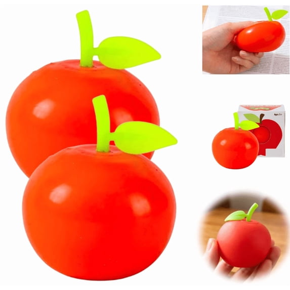2Pcs Apple Shape Stress Ball, Slow Rising Apple Squeeze Toys for Office Anxiety Relief, Soft Squeeze Comfort