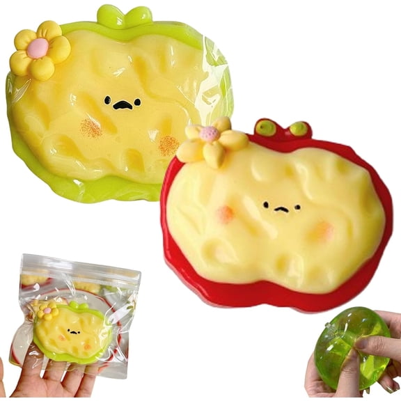 2Pcs Apple Squishy Fidget Toys, Stress Relief Sensory Squeeze, Cute Squishies for Party Favors, Classroom, Easter Gifts Easter Basket Stuffers -Mix