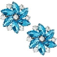 thumbnail image 1 of 2Pcs Aquamarine Sparkling Rhinestone Shoe Buckles Removable Flower Shape Shoes Dress Buckles Platinum Tone Alloy Shoe Clips for Women Shoes Dress and Wedding Party Decoration, 1 of 7