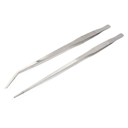 2Pcs Aquarium Fish Tank Water Plant Tool Set Straight Curve Tweezers 48cm Length