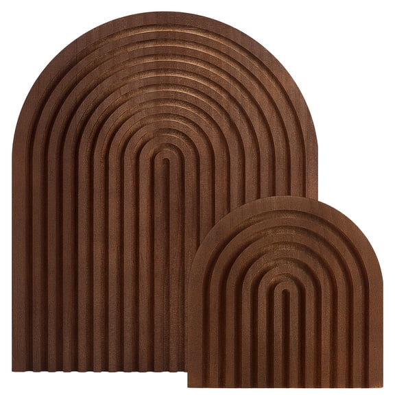 2Pcs Arch Wood Sculpture Display Decorations for Home Office Desk Coconut Brown 147~297x148~248x14.5mm