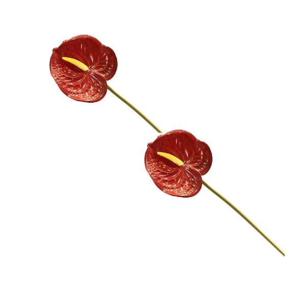 2Pcs Artificial Anthurium Flower Branch 22.4" 3D Printing Effect Real Touch Single Stem per Piece Anthurium for Home Table Floral Decoration
