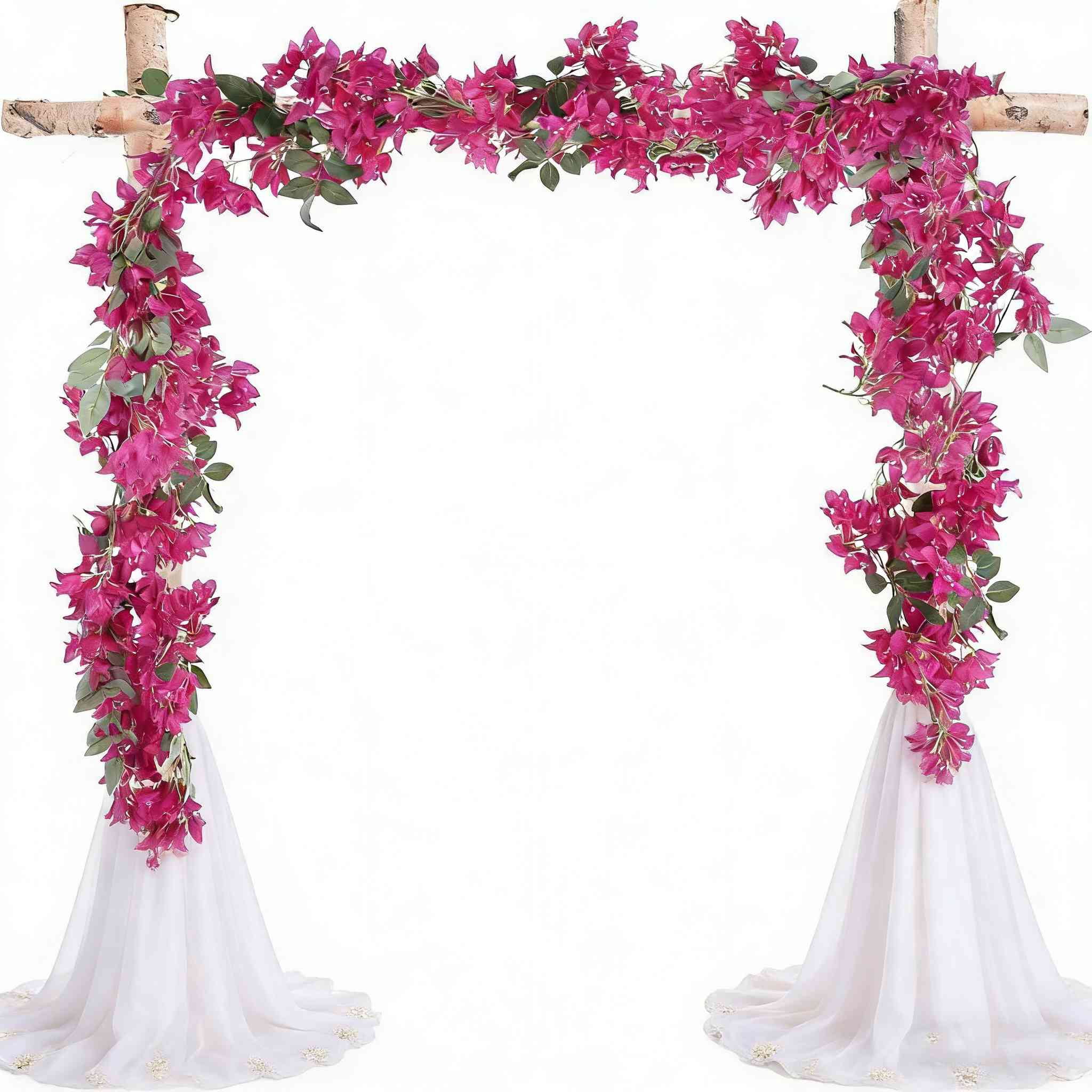 2Pcs Artificial Bougainvillea Flowers Garland, 5.58ft Fake Silk Bougainvillea Vines Long Plant Faux Bougainvillea Wreaths for Centerpieces Table Runner Wedding Arch Wall Decorations (Red)