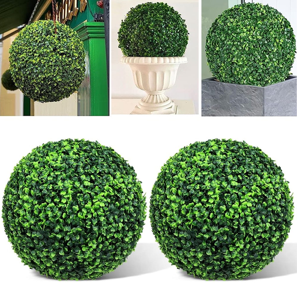 2Pcs Artificial Boxwood Balls Decorative Faux Boxwood Balls Round