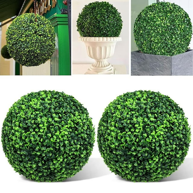 2Pcs Artificial Boxwood Balls Decorative Faux Boxwood Balls Round