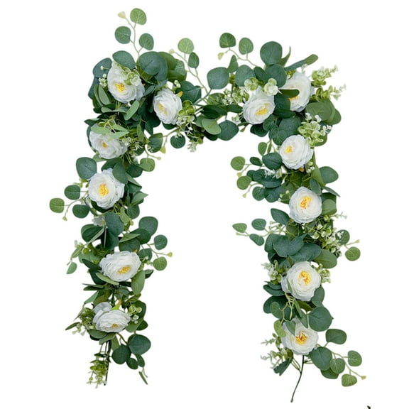 2Pcs Artificial Eucalyptus Vine Garland â 5.9ft Greenery with Silver Dollar Leaves for Wedding Decor, Table Runners, Backdrops & Boho Home Decor, Champagne Color