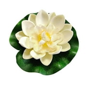 2Pcs Artificial Floating Flower, 3.9inch Realistic Water Lilies Flowers with Lily Pads, Lifelike Flower Decor for Pond Pools Patio Home Garden Outdoor