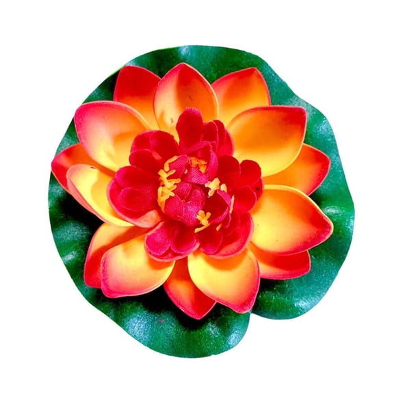 2Pcs Artificial Floating Flower, 3.9inch Realistic Water Lilies Flowers with Lily Pads, Lifelike Flower Decor for Pond Pools Patio Home Garden Outdoor