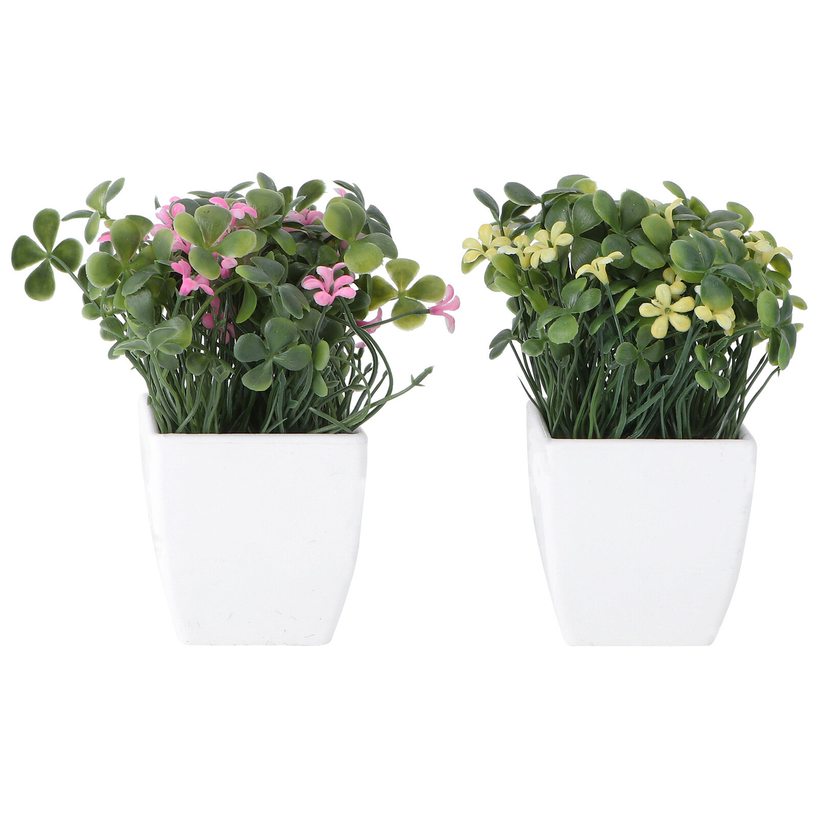2Pcs Artificial Four Leaf Clover with Flowerpot Greenery Pots Party