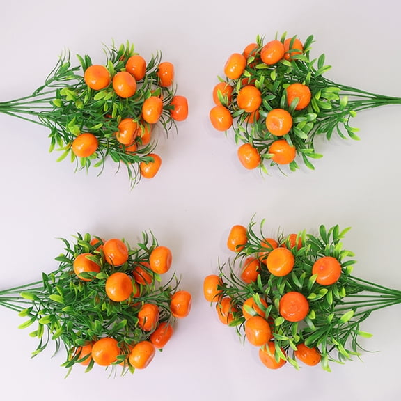 2Pcs Artificial Fruit Branch Artificial Orange Lemon Tree with Green Leave for Kitchen,Party,Farmhouse,Table Centerpiece,Home Decoration