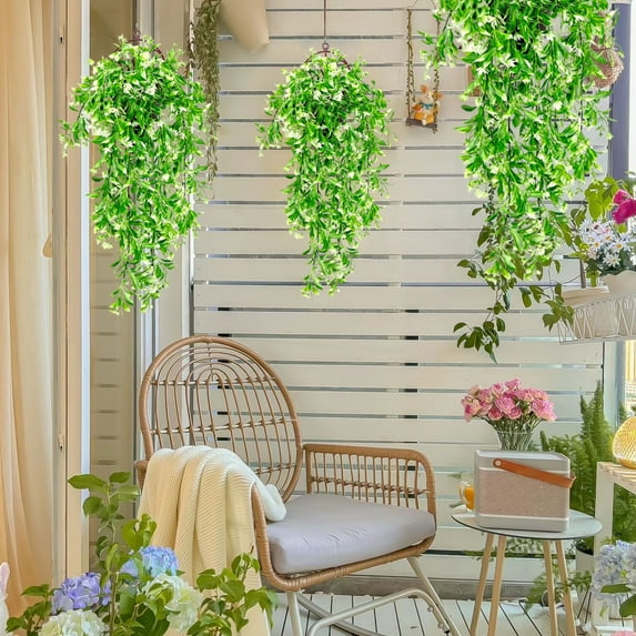 2Pcs Artificial Hanging Plants 75cm Fake Ivy Vine Greenery for Indoor Outdoor Decor, Realistic Plastic Faux Leaves for Wall Basket Porch Balcony Wedding Cottagecore Decor