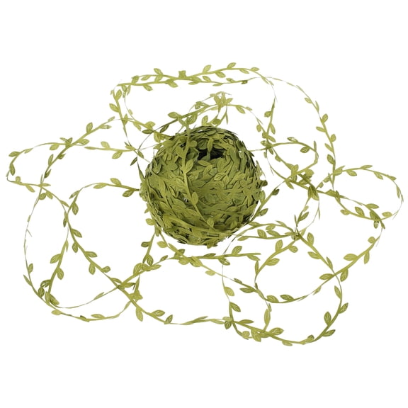 2Pcs Artificial Leaf Ribbon Exquisite Versatile Greenery Vine String Fake Hanging Plants Leaf Reusable Foliage Green Leaf Ribbon Decorative DIY Leaf Rings for Weddings