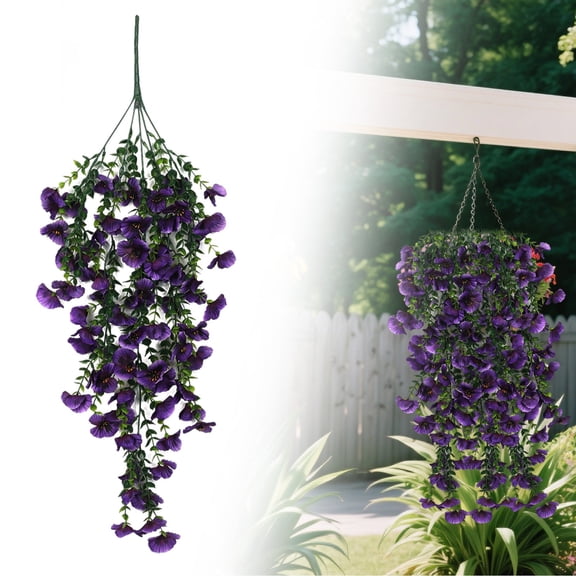 2Pcs Artificial Petunia Hanging Vines, Outdoor Uv Resistant Fake Flowers, Simulation Trailing Plants for Wall Garden Porch Balcony Wedding Decor Harlik