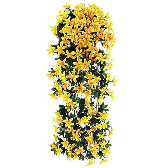 2Pcs Artificial Small Lily Flower Rattan Wedding Home Wall Hanging Decoration