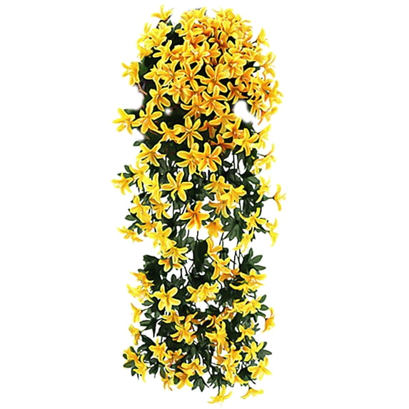 2Pcs Artificial Small Lily Flower Rattan Wedding Home Wall Hanging Decoration