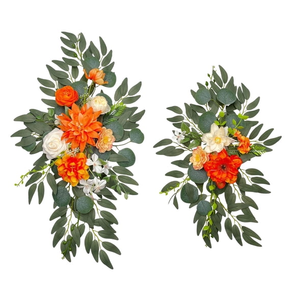 2Pcs Artificial Wedding Arch Flowers Floral Decorations Multicolor Backdrop Decor Green Leaves Ceremony Signs for Arrangement Backdrop Decor