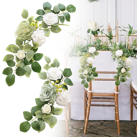 2Pcs Artificial Wedding Arch Flowers Kit,Welcome Signs Decoration and Arch Flowers for Wedding,Aisle Flowers for Windows Ceremony Backdrop Decoration,Floral Swag Garland Floral Arrangement,B,20",16"