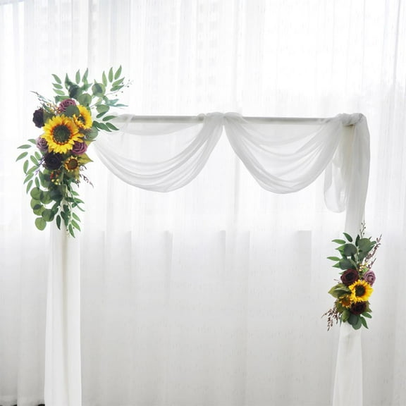 2Pcs Artificial Wedding Arch Flowers, Sunflowers Decor, Rustic Flower Garland for Door Party Reception Backdrop Garden