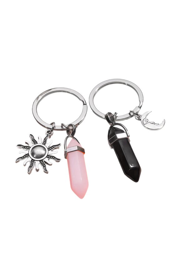 2Pcs Artistic Handcrafted Sun Metal Keyrings Bag Accessories Decoration