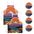 2Pcs Artistic Scenery Versatile Aprons Set Kitchen, Baking,Cooking