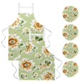 2Pcs Artistic Sunflowers Versatile Aprons Set Kitchen, Baking,Cooking