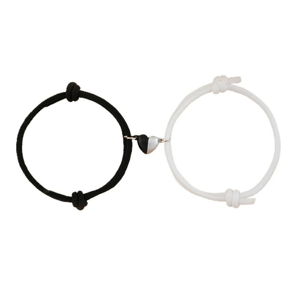 2Pcs Attractive Bracelet Perfect Gifts Alloy Exquisite Magnetic Heart Couple Hand Chain for Daily Use