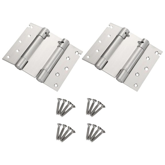 2Pcs Auto Closing Door Hinges Double Action Spring Loaded Steel Adjustable Hinge Simple Installs for Door Replacement