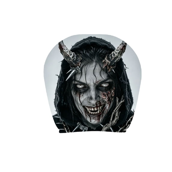 2Pcs Auto Vehicle Truck SUV Stretchable Headrest Covers with Scary Face Design for Front and Rear Seats Protective Interior Accessories Halloween Decorations