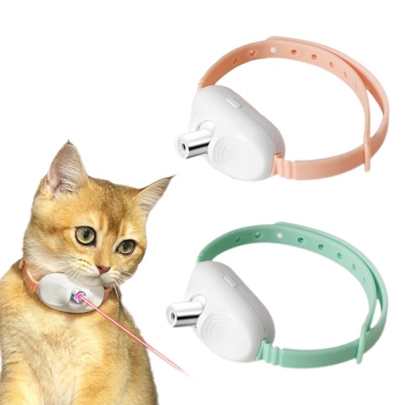 2Pcs Automatic Laser Collar Cat Toy, Equipped with Flash and Long Press Mode, 8-12 inch Bendable Collar, 41 Angle Adjustment, Free Your Hands