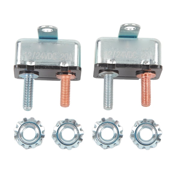 2Pcs Automatic Reset Circuit Breaker Aluminum Alloy Overload Protection Circuit Breaker for Car Ship 12V 24V 20A