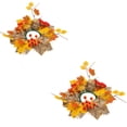 thumbnail image 1 of 2Pcs Autumn Maple Leaf and Berry Wreaths, 12.6in Fall Foliage Decoration for Indoor Home Decor, Seasonal Harvest Floral Accent Ornament, 1 of 7