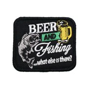 2Pcs BEAR AND FISHING Embroidered Appliques Patch with hook and loop Backing- Punk Style Crochet Badge Suitable for Vests,Jackets, Backpacks,and Clothing