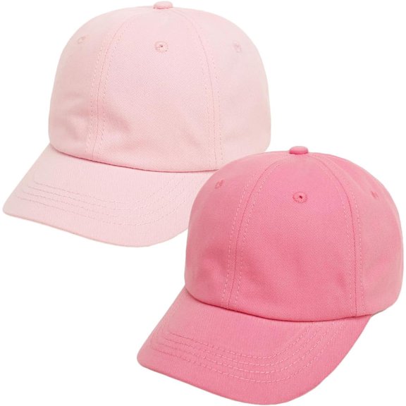 2Pcs Baby Baseball Cap Toddler Hat for Boys Girls Baby Sun Hat Cotton Kids Baseball Hat Infant Hat Cap (Pink & Rose Red,9-24 Months)