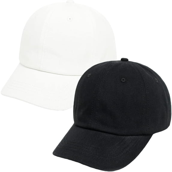 2Pcs Baby Baseball Cap Toddler Hat for Boys Girls Baby Sun Hat Cotton Kids Baseball Hat Infant Hat Cap (White & Black,2-4 Years)