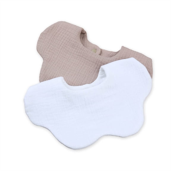 2Pcs Baby Bib Drooling Bib Breathable Cotton Burp Cloth with Button Infant Teething Bib Feeding Towel