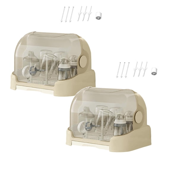 2Pcs Baby Bottle Drying Rack with Cover, Portable Baby Bottle Storage Organizer for Countertop Or Cabinet, Durable Nursing Bottles And Utensils Organizer for Kitchen