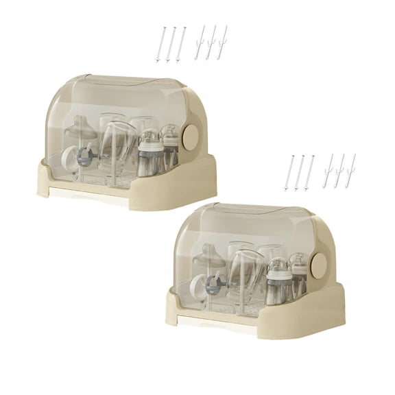 2Pcs Baby Bottle Drying Rack with Cover, Portable Baby Bottle Storage Organizer for Countertop Or Cabinet, Durable Nursing Bottles And Utensils Organizer for Kitchen