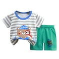 thumbnail image 1 of 2Pcs Baby Boy Summer Outfits Short Sleeve Ethnic Print T-Shirt + Shorts Set Infant Clothes,Light Blue, 1 of 4